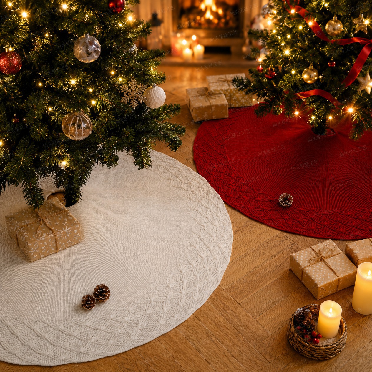 Merry Christmas! Christmas tree dress, knitted round star-shaped decoration, Christmas hat, Christmas wreath, Christmas ball pendant, Christmas decorations Application Scenario