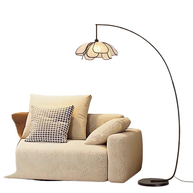 Wabi-sabi American petal retro designer Nordic style floor lamp, living room Chinese art villa homestay fishing lamp Item Picture