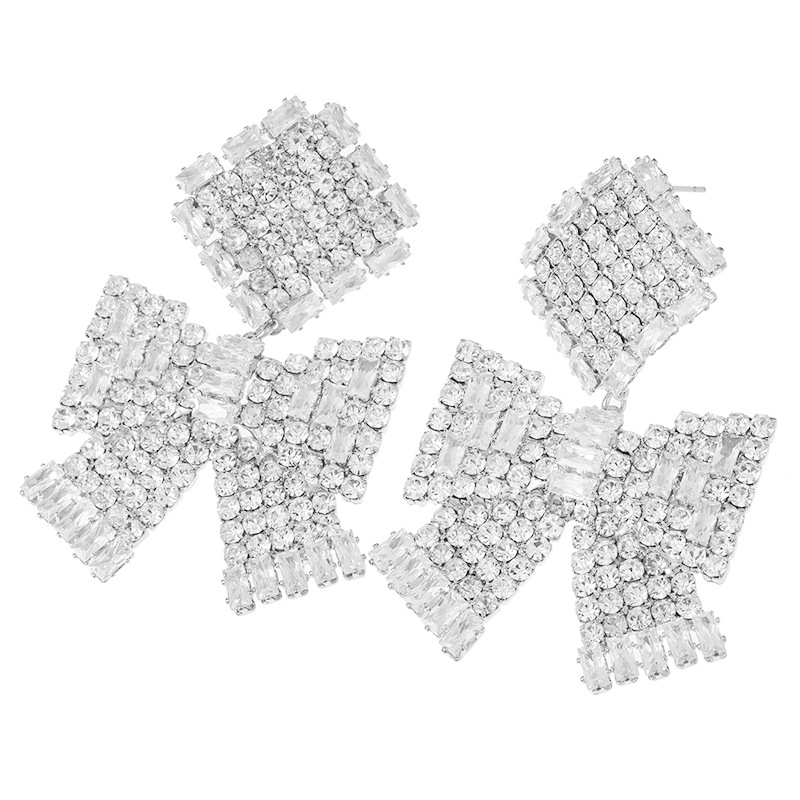 Cross-border fashion bow rhinestone Earrings, women 's European and American personality style zircon earrings, women' s accessories and ornaments Earrings Item Picture