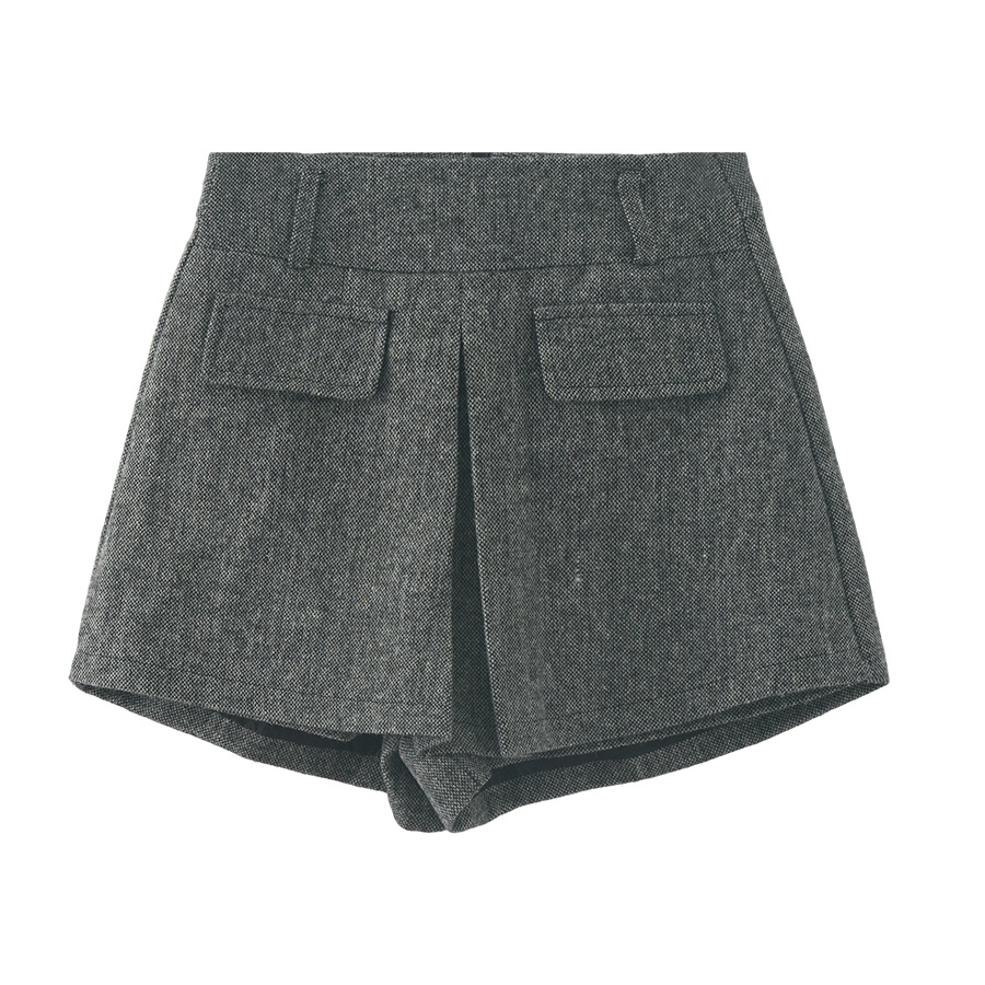 Huang Zheng's petite, high-quality, high-waisted skirt and pants for women in winter, Korean style, versatile and slimming, A-line body-hugging short skirt 541124 Item Picture