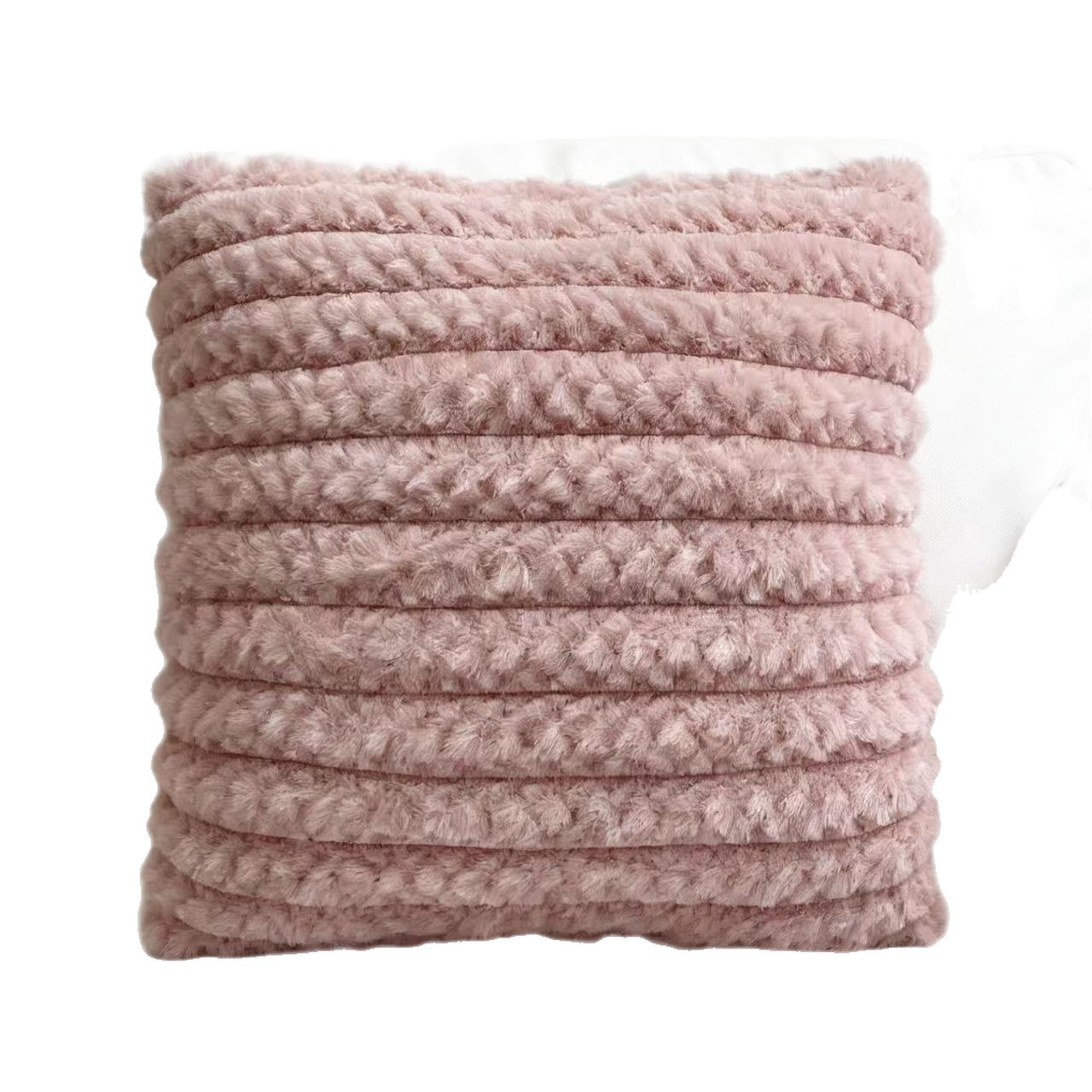 Cross-border Nordic minimalist rabbit fur striped brushed sofa pillowcase, light luxury bedroom soft and sticky cushion, home solid color cushion Item Picture