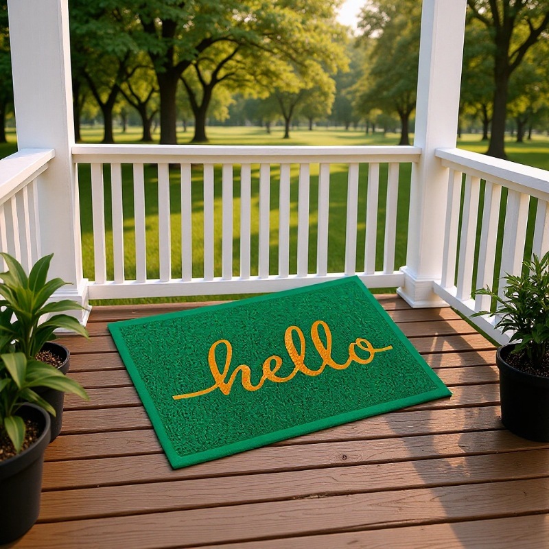 Factory direct sales of silk ring floor MATS: Waterproof, anti-slip, wear-resistant, dirt-resistant and easy to maintain. hello entrance door foyer floor mat details Picture