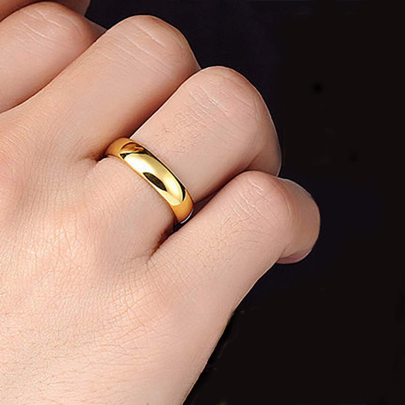 Simple steel seal gold-plated ring with smooth surface and open accessory vacuum electroplated gold ring, men's and women's styles Application Scenario