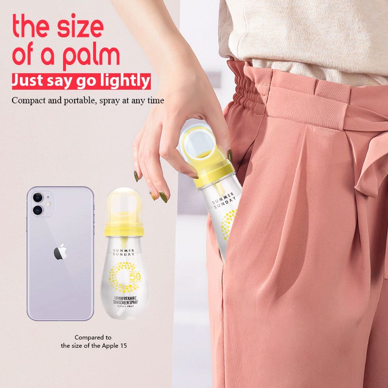 Cross-border PAGEVINE Lemon Sunscreen Spray, high UV protection, small aperture, waterproof, sweat-proof, refreshing and oil-control Application Scenario