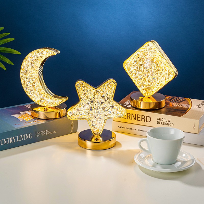 Creative gift: Star and moon night light, touch three-color charging ambient light, bedroom birthday gift: night light details Picture
