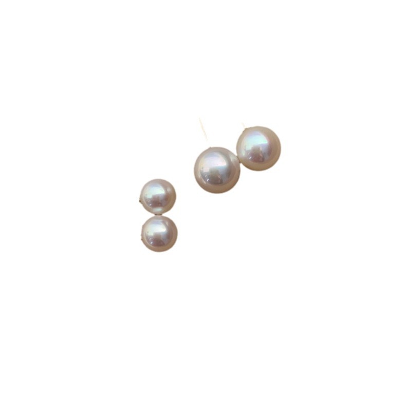 High-quality 5A natural freshwater round pearl strong light small bulb S999 pure silver stud earrings 5-11mm simple earrings Item Picture