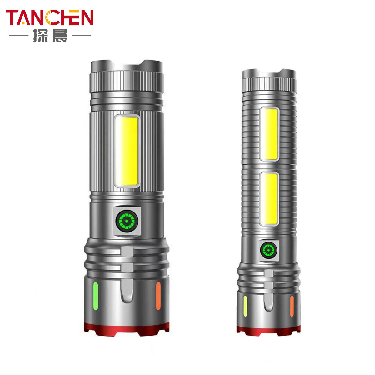 Cross-border aluminum alloy high-intensity flashlight, high-power long-range focusing flashlight with built-in lithium battery, telescopic zoom flashlight