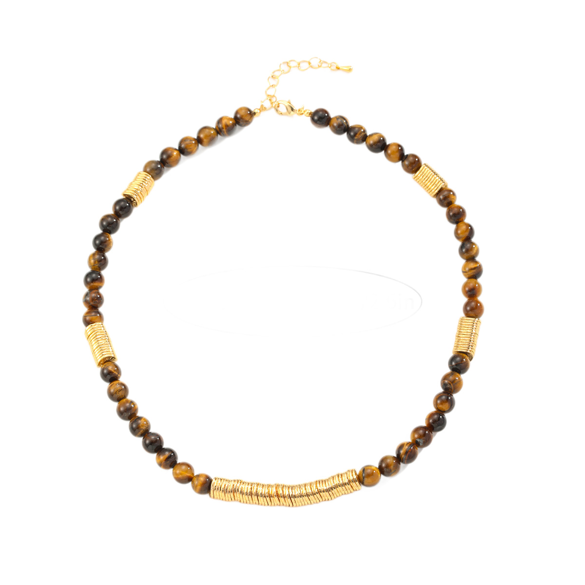 Nasha Cross-border Exclusive Tiger's Eye and Obsidian beaded necklace, a high-end trendy brand, versatile and neutral necklace Item Picture