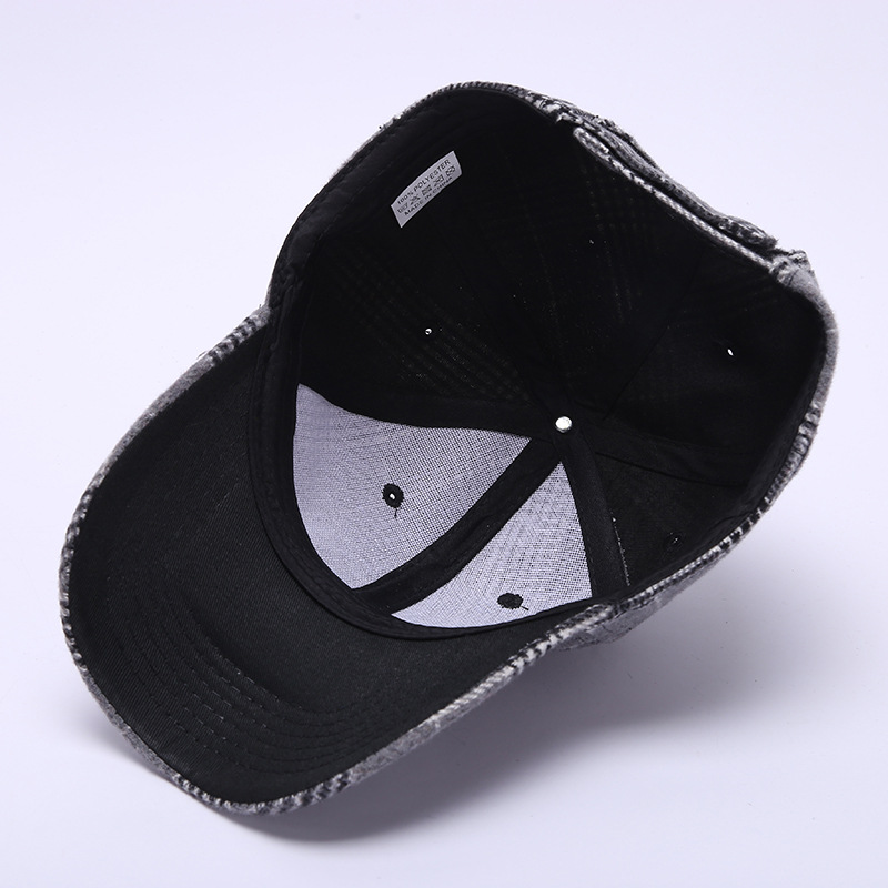 One piece of fashionable cotton dust-proof baseball cap, round-top checkered sun hat and outdoor running windproof hat for consignment Specification image