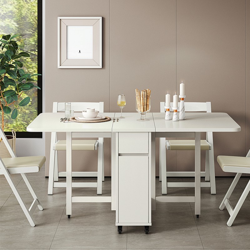 Zhiguang all-solid wood folding dining table and chair set, a set of multi-functional movable dining table furniture for small-sized home apartments Specification image
