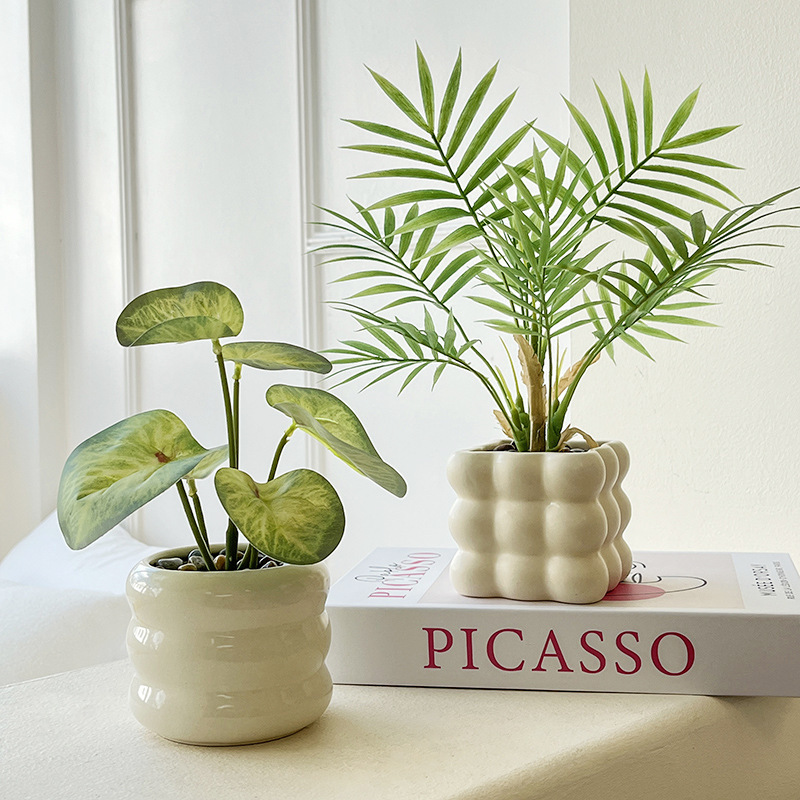 仿真绿植假花摆件龟背叶小盆栽办公桌面室客厅茶几植物摆设装饰品