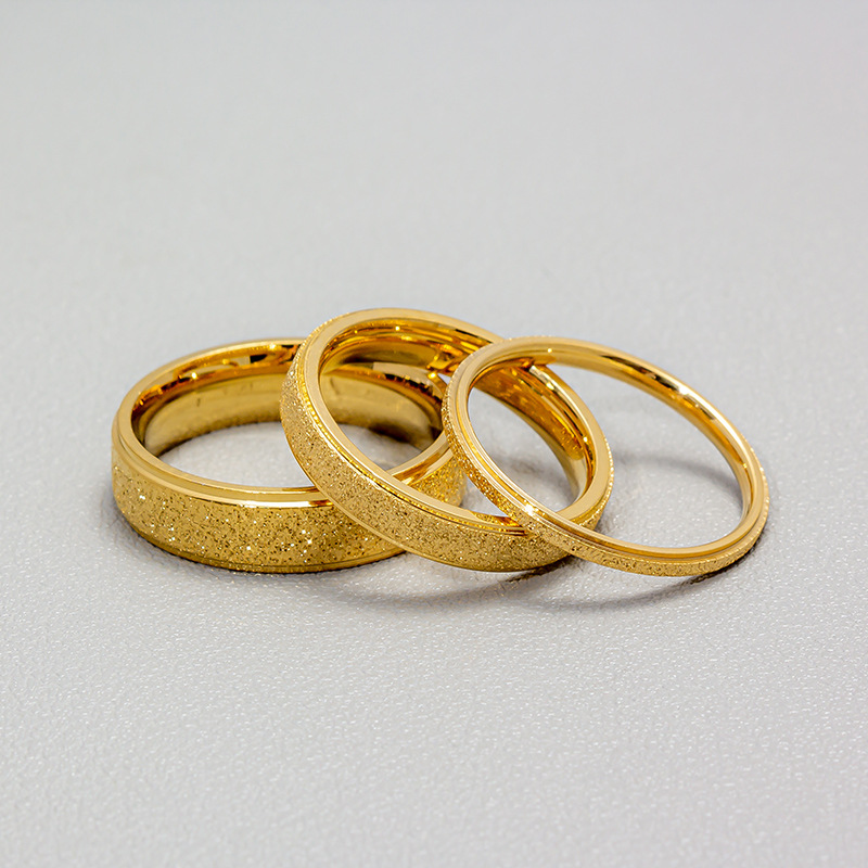 ins popular 2MM fine ring, stainless steel frosted tail ring, simple and fashionable trendy accessory, couple rings wholesale details Picture