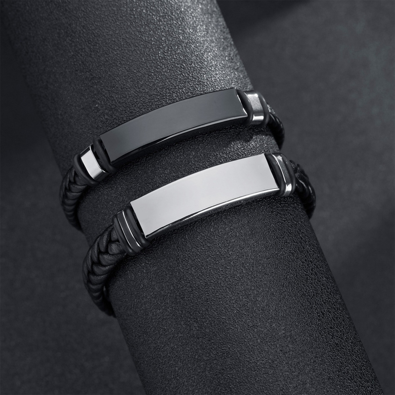 A variety of fashionable, simple and personalized stainless steel bracelets for men from Europe and America, with multiple combinations of jewelry bracelets details Picture