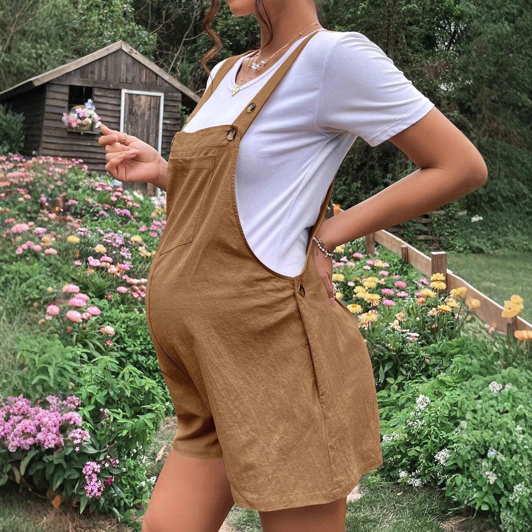 European and American export maternity wear for spring and summer, casual and breathable maternity pants, capri pants, adjustable waist straps, maternity shorts Specification drawing