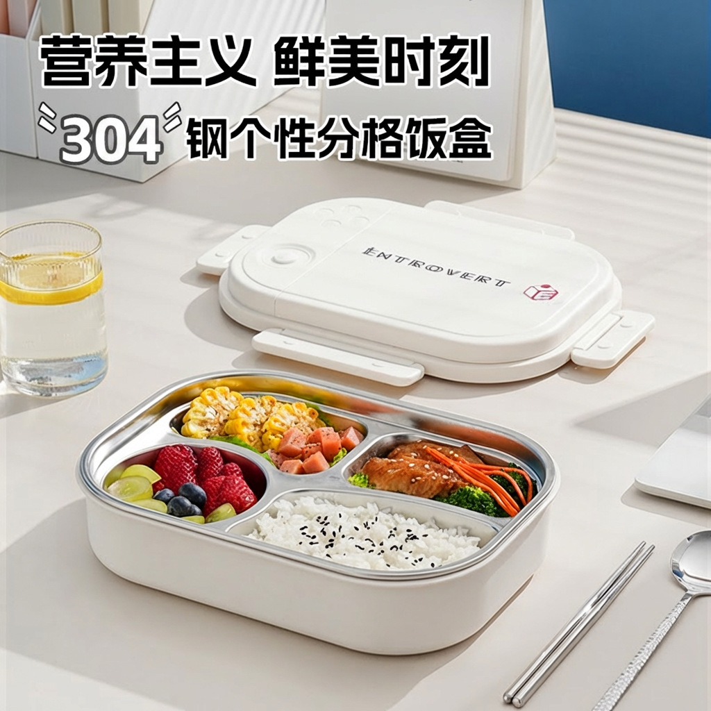 304 insulated lunch box, specially designed for office workers, microwave oven-safe, compartments lunch box, stainless steel large-capacity lunch box