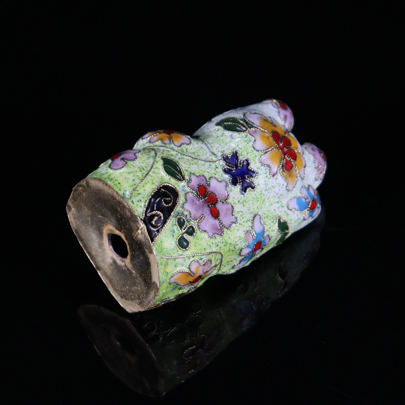 Beijing Cloisonne vintage cultural collectibles, small ornaments, copper body, cloisonne enamel filigree, large silver blue maneki Neko details Picture