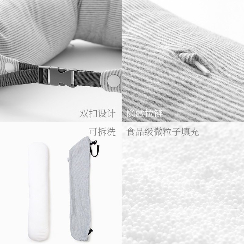 In stock: Muji Japanese and Korean quality sweat fabric knitted particle waist pillow, U-shaped pillow, neck guard pillow, new multi-functional travel pillow Specification image