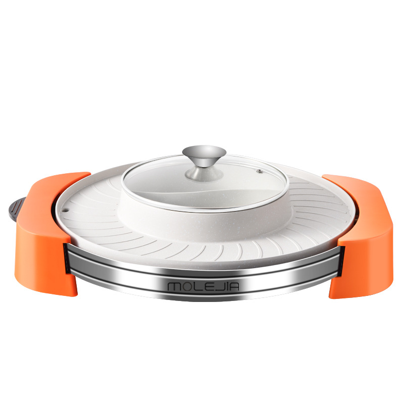 Double-flavor hot pot, electric hot pot, barbecue integrated machine, electric stir-frying pot, small household appliances, electric hot pot, cooking pot, integrated pot, electric stir-frying pot, steaming and boiling Item Picture