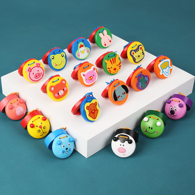 厂家定制卡通动物响板奥尔夫乐器响板早教启蒙益智打击乐器玩具