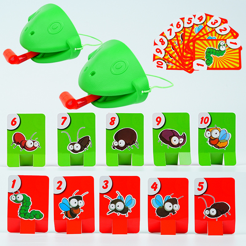 Large frog mouth sticking out tongue, card blowing music, children's toys, chameleon, lizard mask, parent-child board game props Application Scenario