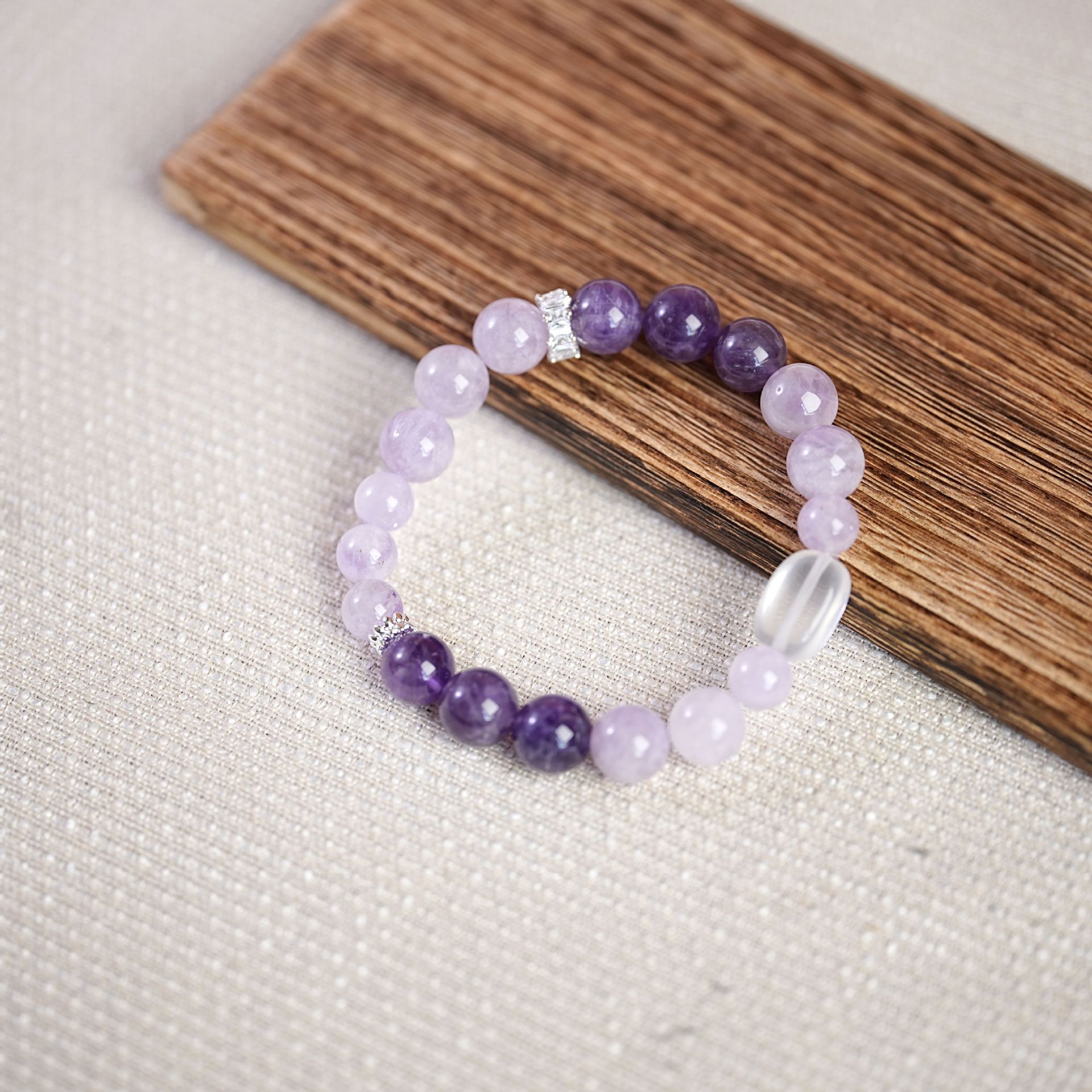 New natural lavender amethyst bracelet with a light luxury and high-end feel, women's beaded diy accessory Specification image