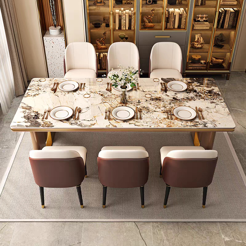 Star Factory wholesals new light luxury dining table and chair sets, high-end designer large plate dining tables, modern and simple bright rock plate dining tables Application Scenario