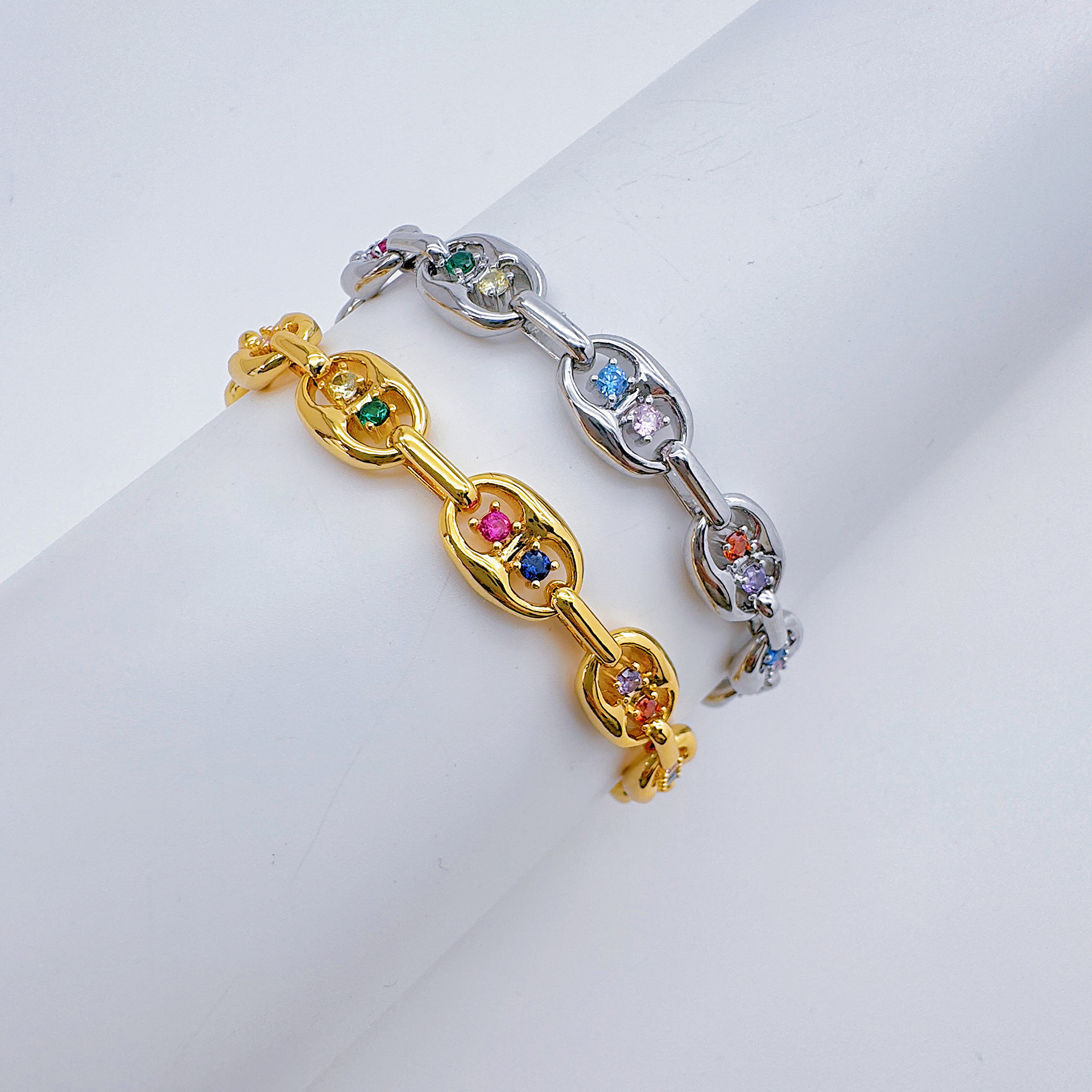 柏伶饰品欧美锆石手链时尚微镶彩色百搭手饰女高级感饰品工厂批发