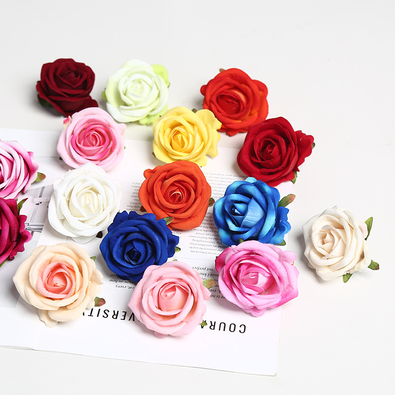 7cm绒布玫瑰花头婚庆花瀑布工程装饰花酒店花墙拱门插花外贸跨境