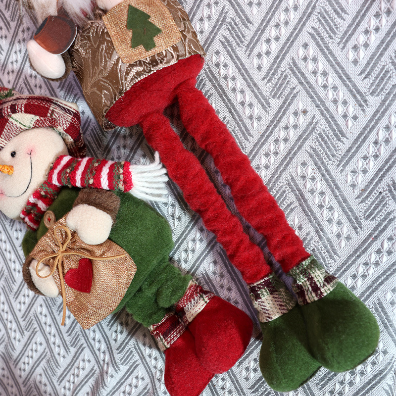 Crossover navidad retráctil muñeca colgantes regalo de navidad vintage tartan viejo muñeco de nieve stand up muñeca decoraciones Specification image