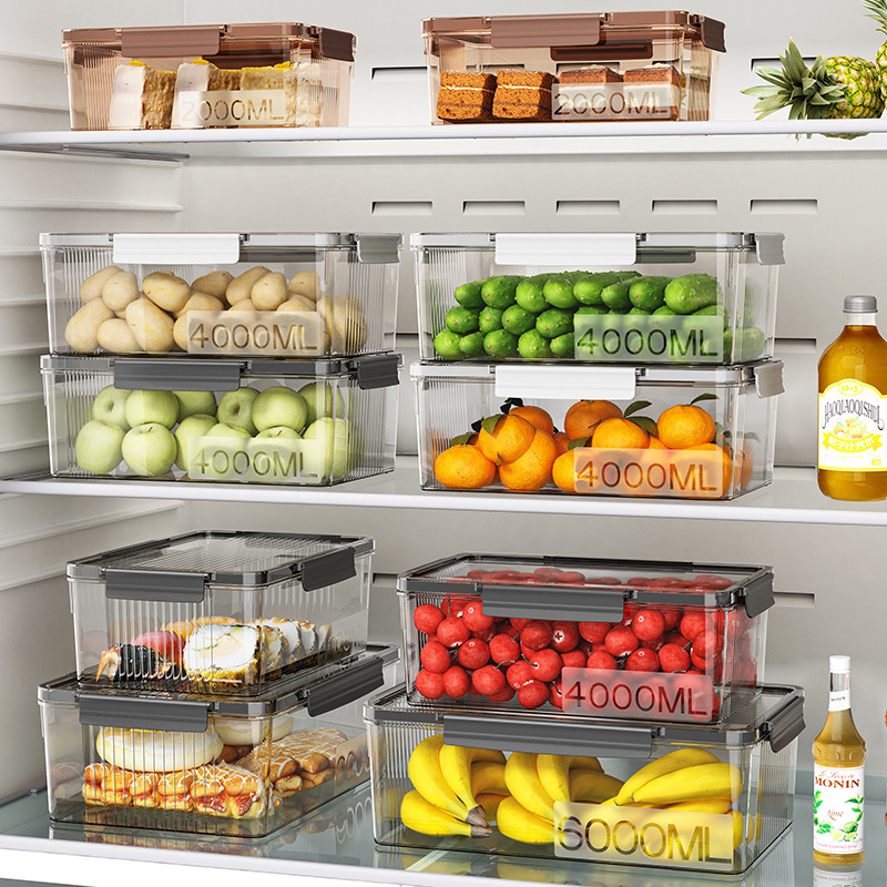 Large-capacity refrigerator storage box, food-grade kitchen fruit and vegetable preservation box, pickled vegetable jar, sealed box for pickled peppers and chicken feet details Picture