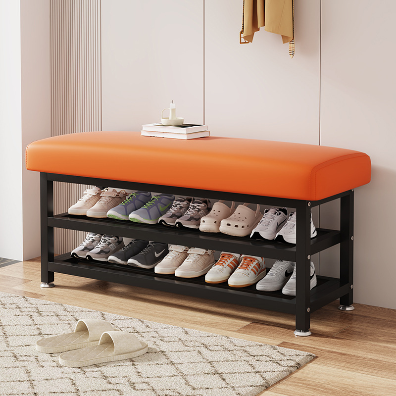 Shoe-changing stool, household entrance shoe rack and seat stool, integrated storage rack, shoe-wearing stool and storage stool can be sat on at the entrance of the living room details Picture