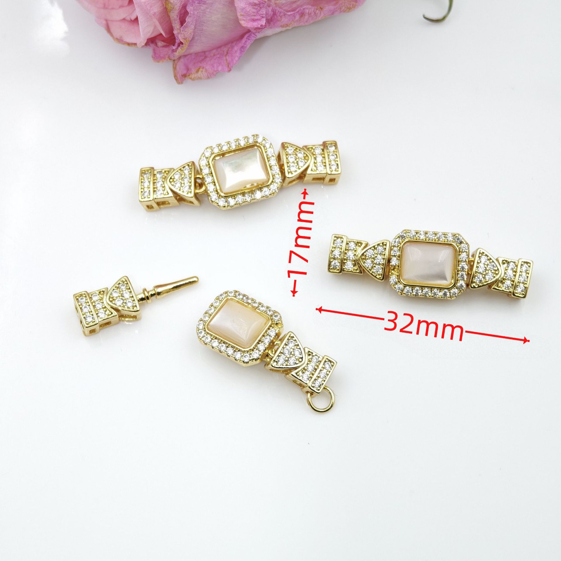 18K元宝扣宫廷复古胖贝diy配件手工收尾连接扣手链插棒按压扣