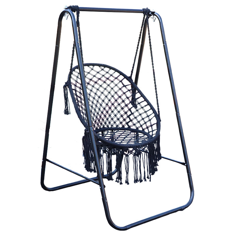 ins Nordic style hanging chair, popular tassel hand-woven cotton rope hanging basket, European and American balcony swing cradle lazy chair Item Picture