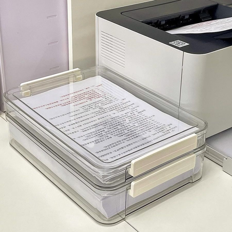 Office document storage box, transparent acrylic test paper file box, storage rack, paper box, stackable data box A4