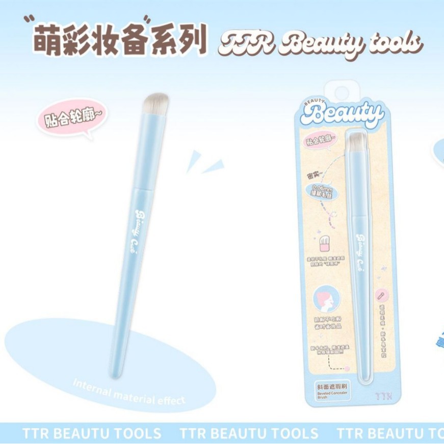 Kameng Ultra-thin Blade Flat Head Foundation Brush Purple Rabbit Flat Head One-line Seamless Base Makeup Mask Brush Makeup brush Specification image