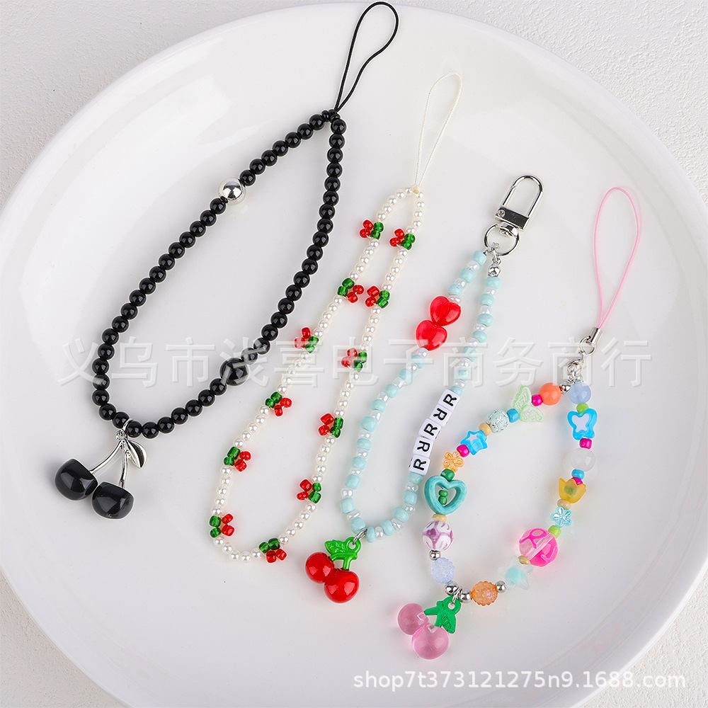 Ins-style butterfly cherry key pendant, phone case lanyard decoration, ccd camera Gumbun pendant, Polaroid pendant