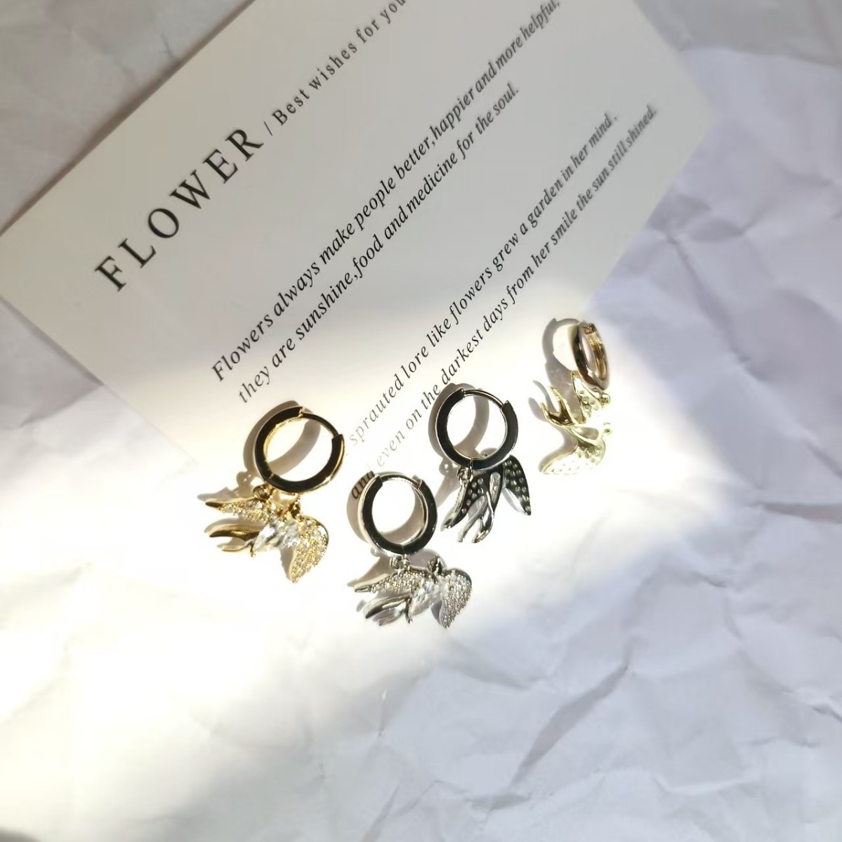 High-end and popular niche fashion design, zircon set wild goose earrings, light luxury, grand and exquisite earrings full figure