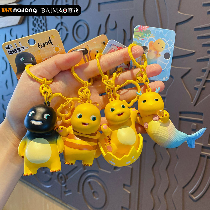The official Milk Dragon Holiday series keychain is a cute cartoon bee doll keychain for women and a cute schoolbag pendant details Picture