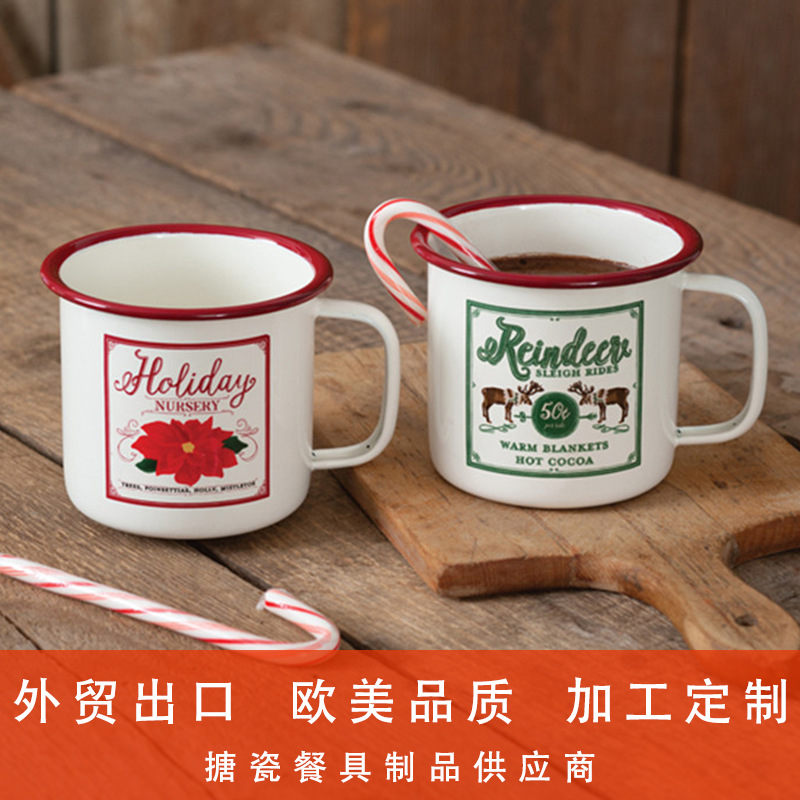 Customized thickened home-style simple metal coffee cups, enamel mugs and enamel cups for export processing Specification image