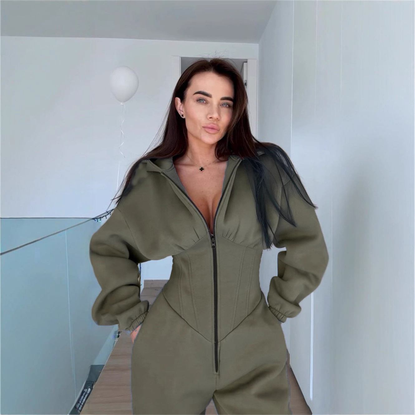 Cross-border foreign Trade 2025 Amazon ebay Hot-selling bestsellers of sportswear and casual women's hooded jumpsuits full figure