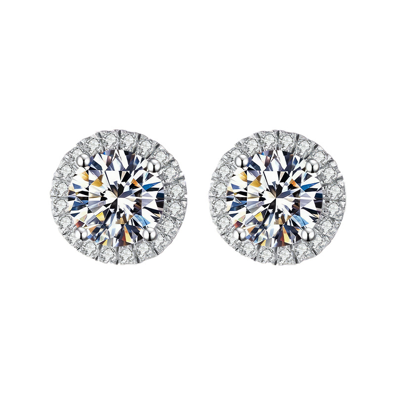 Zhuoheng selects Moissanite ear studs S925 silver pigeon egg-shaped Moissanite pure silver ear studs. Source factory, accessories, jewelry, wholesale earrings Item Picture