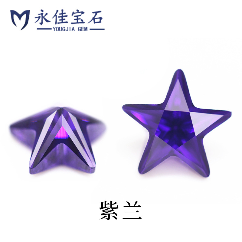 Yongjia Gemstone five-pointed star-shaped zircon artificial stone synthetic CZ bare stone pointed bottom accessories 3*3~10*10mm colored zirconium Application Scenario