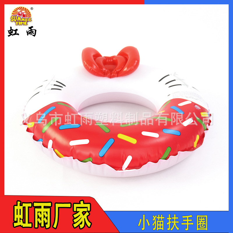 Minnie circle inflatable KT cat swimming ring, children's PVC Hello Kitty swimming ring, pink armrest ring with bow Specification image