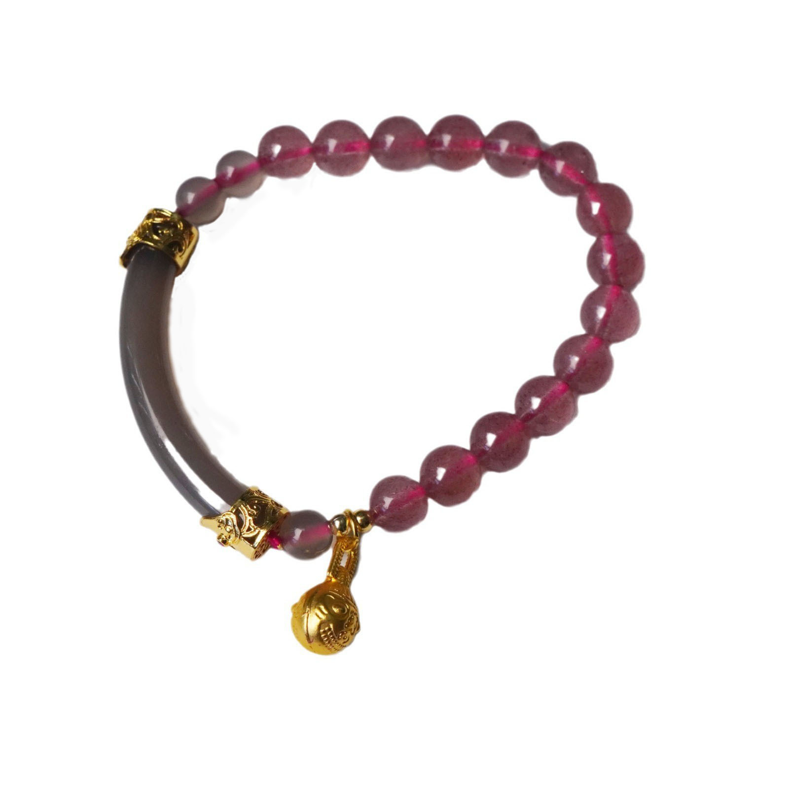 New Chinese-style smoke purple gold-swallowing beast spliced bracelet, beaded half bracelet, agate chalcedony bracelet, women's high-end accessory Item Picture