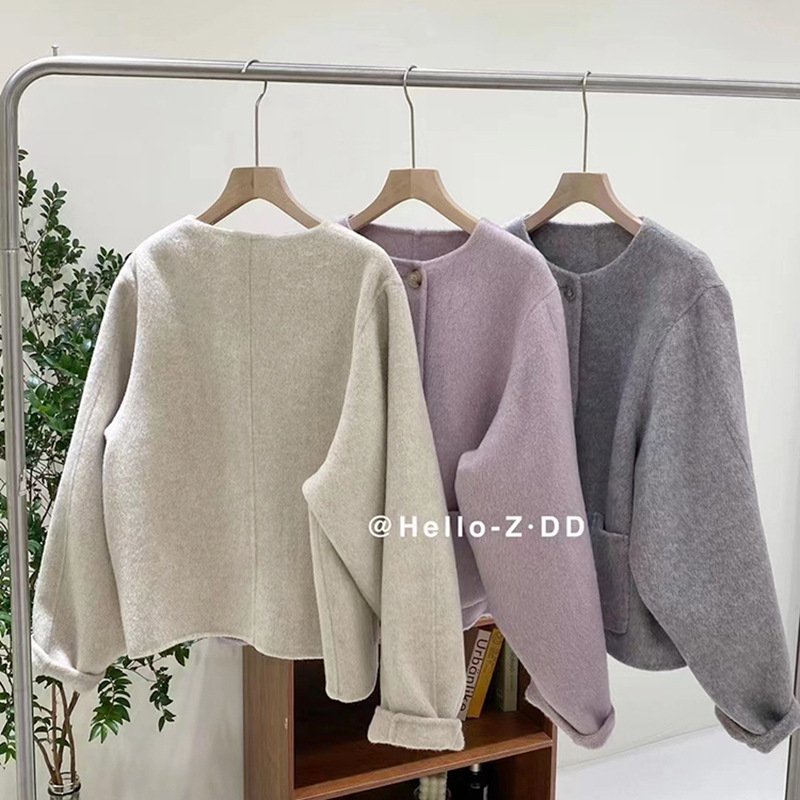 女式毛呢外套实物图