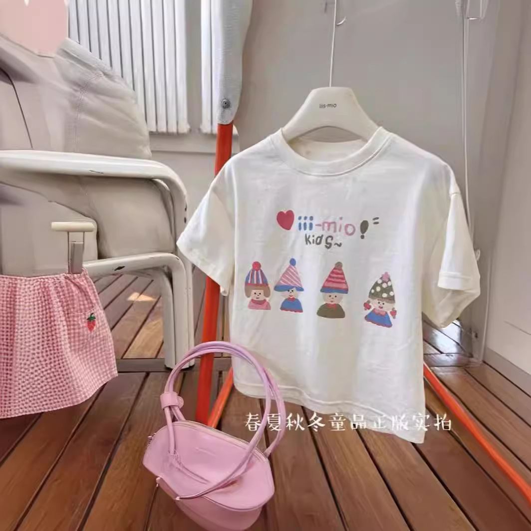 Pure cotton children's casual shorts and T-shirt set, new summer style for girls and girls, printed princess half-sleeved short-sleeved top details Picture