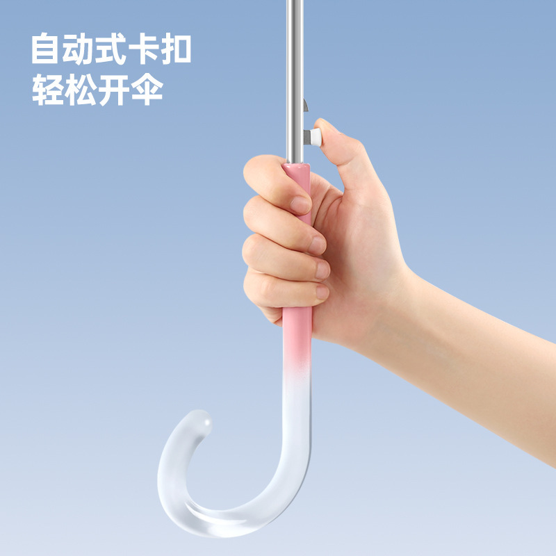 High-appearance-level transparent umbrellas with gradual changes for students going to school, wholesale straight-handled long-handled umbrellas, thickened automatic umbrellas that are popular on Instagram Specification image