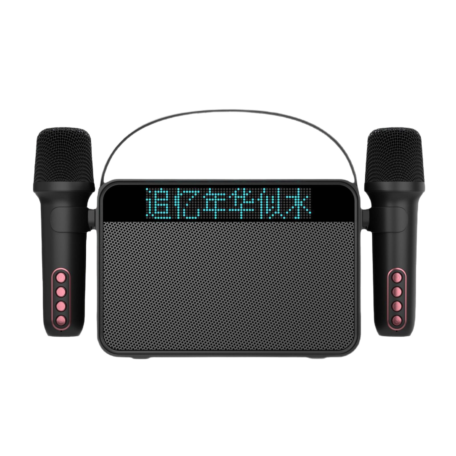 新款Y-16歌词显示智能蓝牙音箱户话筒外家用双麦克风K歌音响一体白底实物图