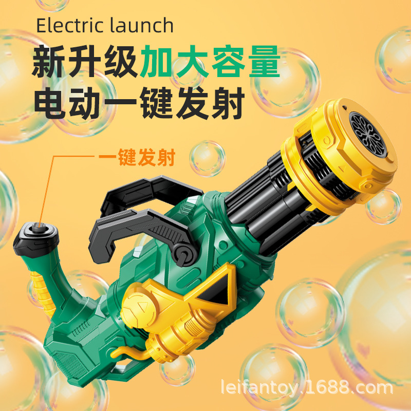Cross-border children's space armor bubble gun, fully automatic bubble dispensing, light and sound effect, electric Gatling bubble machine toy details Picture