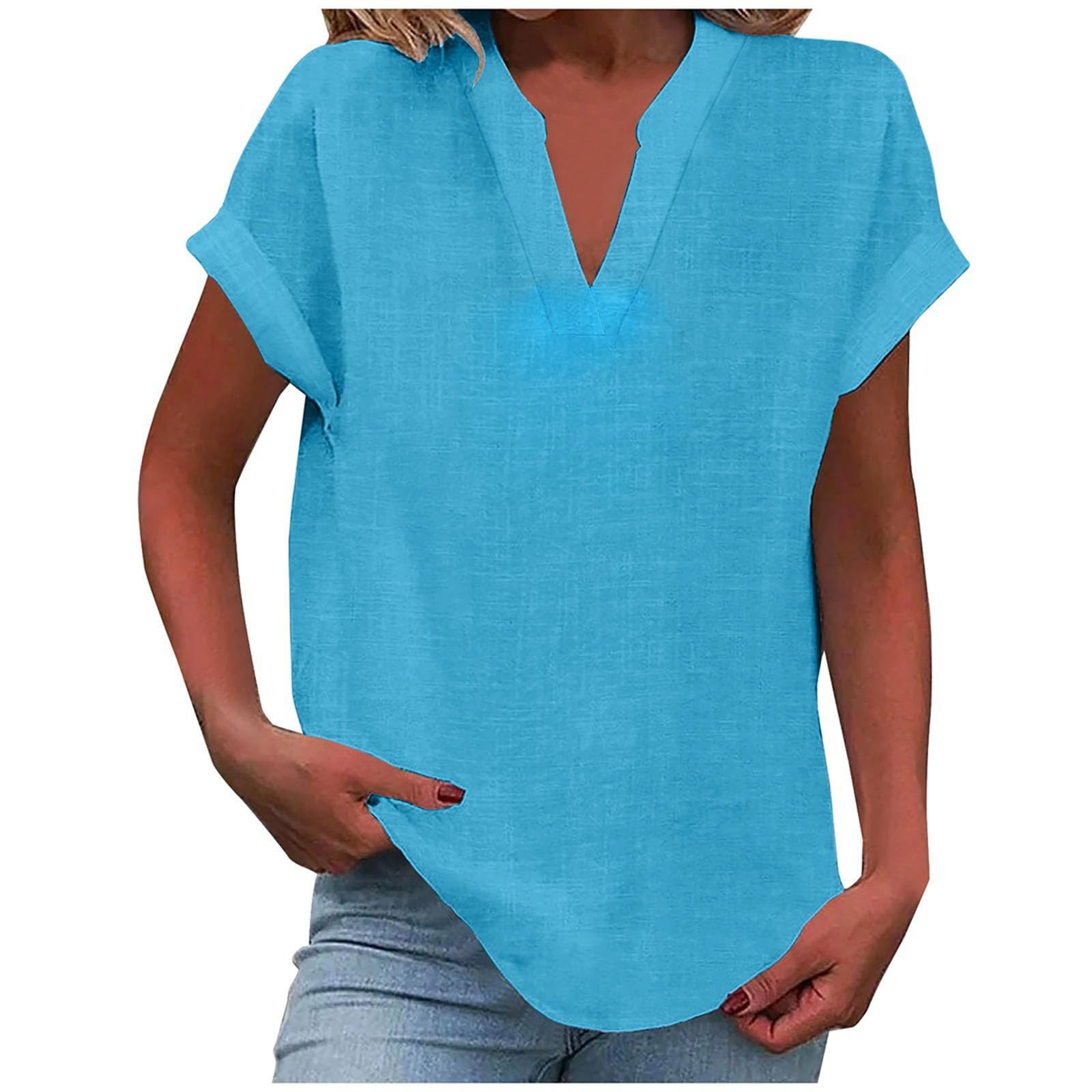 Amazon AliExpress Cross-border 2025 New Summer solid-color short-sleeved women's shirts for Europe and America Application Scenario